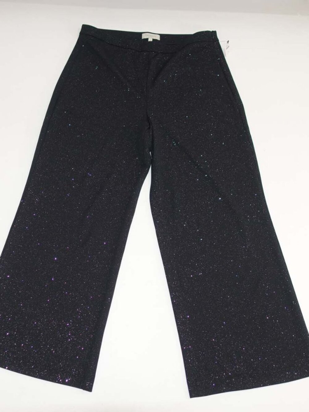 Talbots Women's Sparkly Side Zip Wide Leg Pants Size 16 NWT Black High Rise